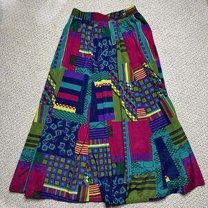 Vintage Jo Hardin Womens Bold Abstract Patchwork Maxi Skirt Maximalist‎ Size 2